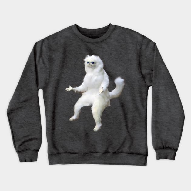 White Cat Cat Meme Crewneck Sweatshirt by jesse_kyle_